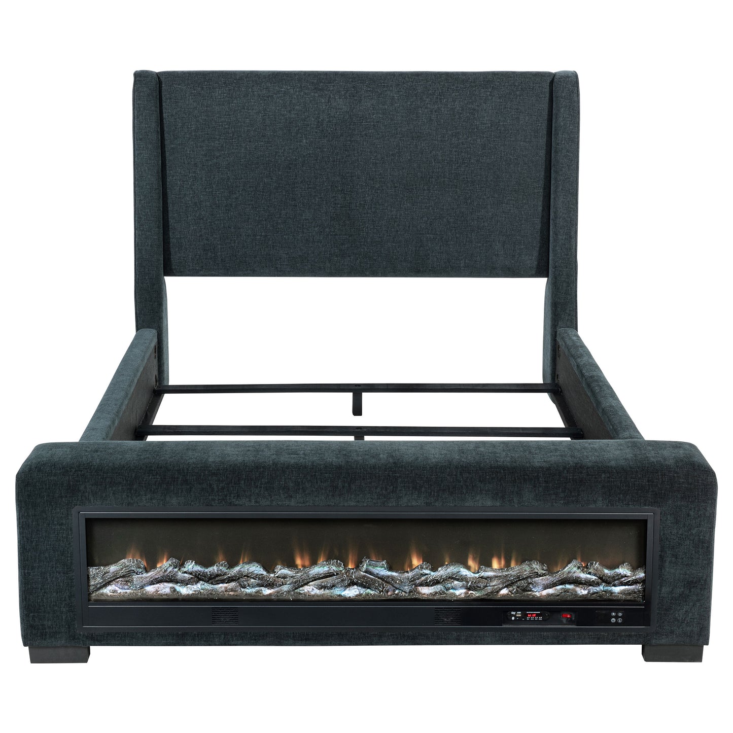 Dark Blue Queen Audio Flame Visualizer Bed - Mid-Century Modern for Bedroom