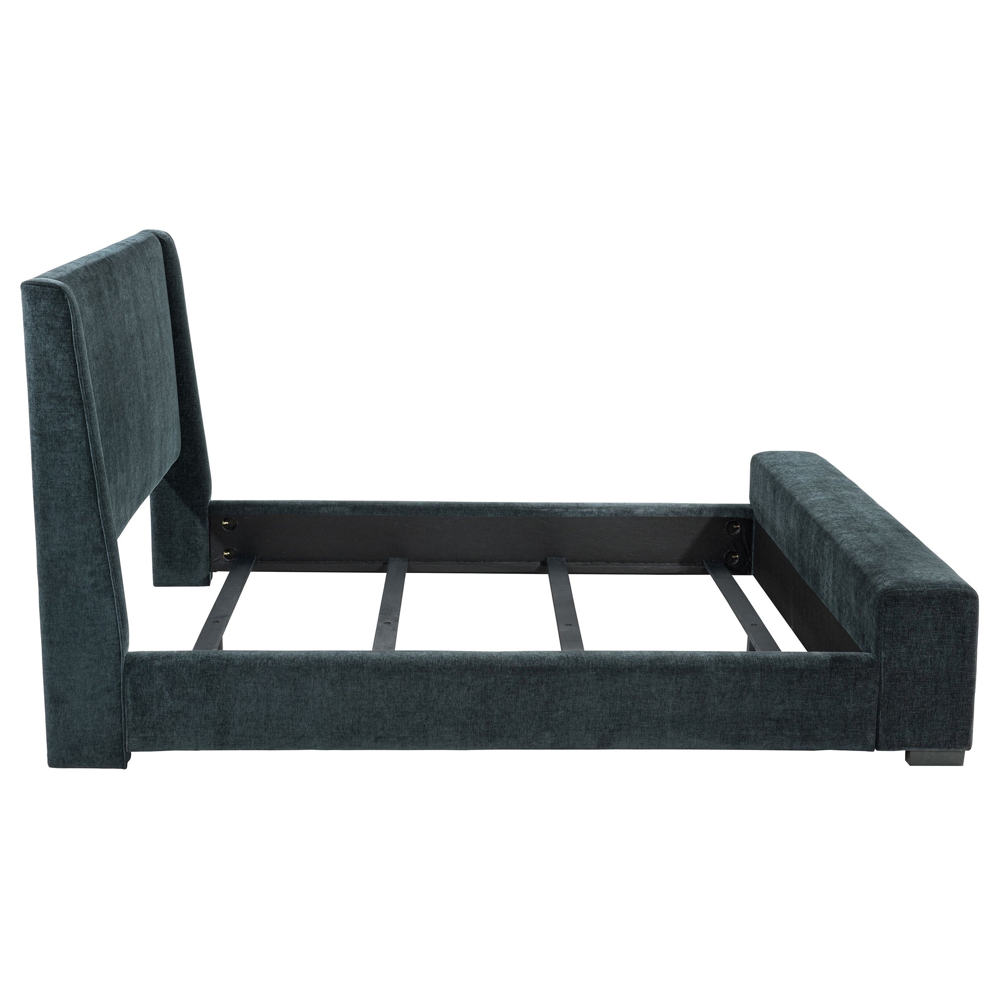 Dark Blue Queen Audio Flame Visualizer Bed - Mid-Century Modern for Bedroom