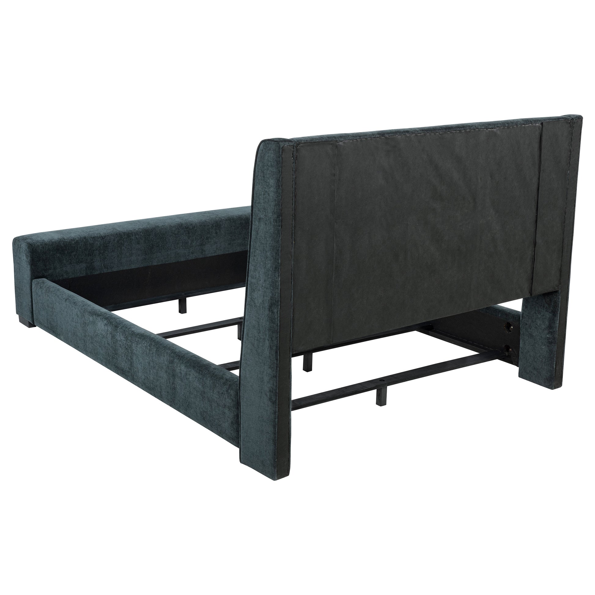 Dark Blue Queen Audio Flame Visualizer Bed - Mid-Century Modern for Bedroom