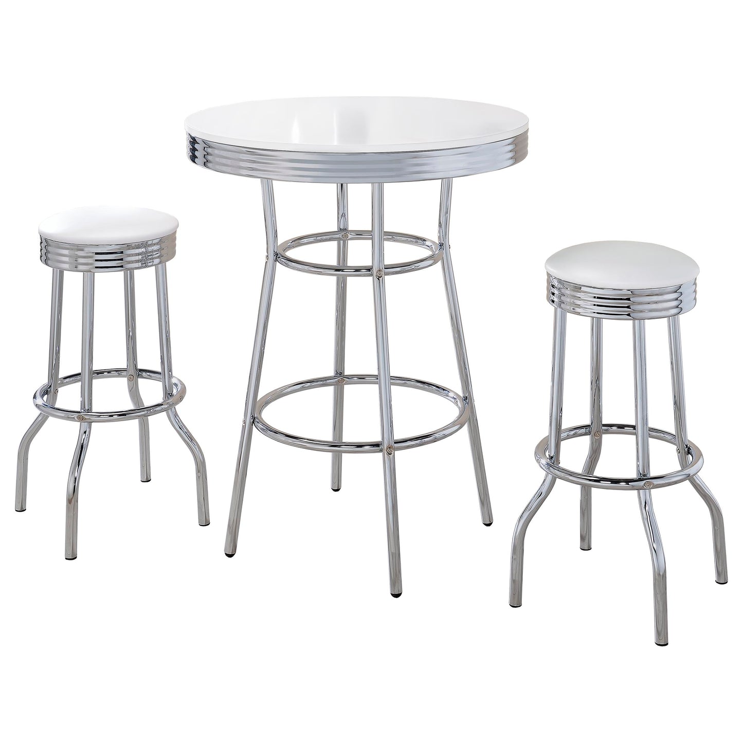 White 3-Piece Dining Set - Bistro Table & Stools