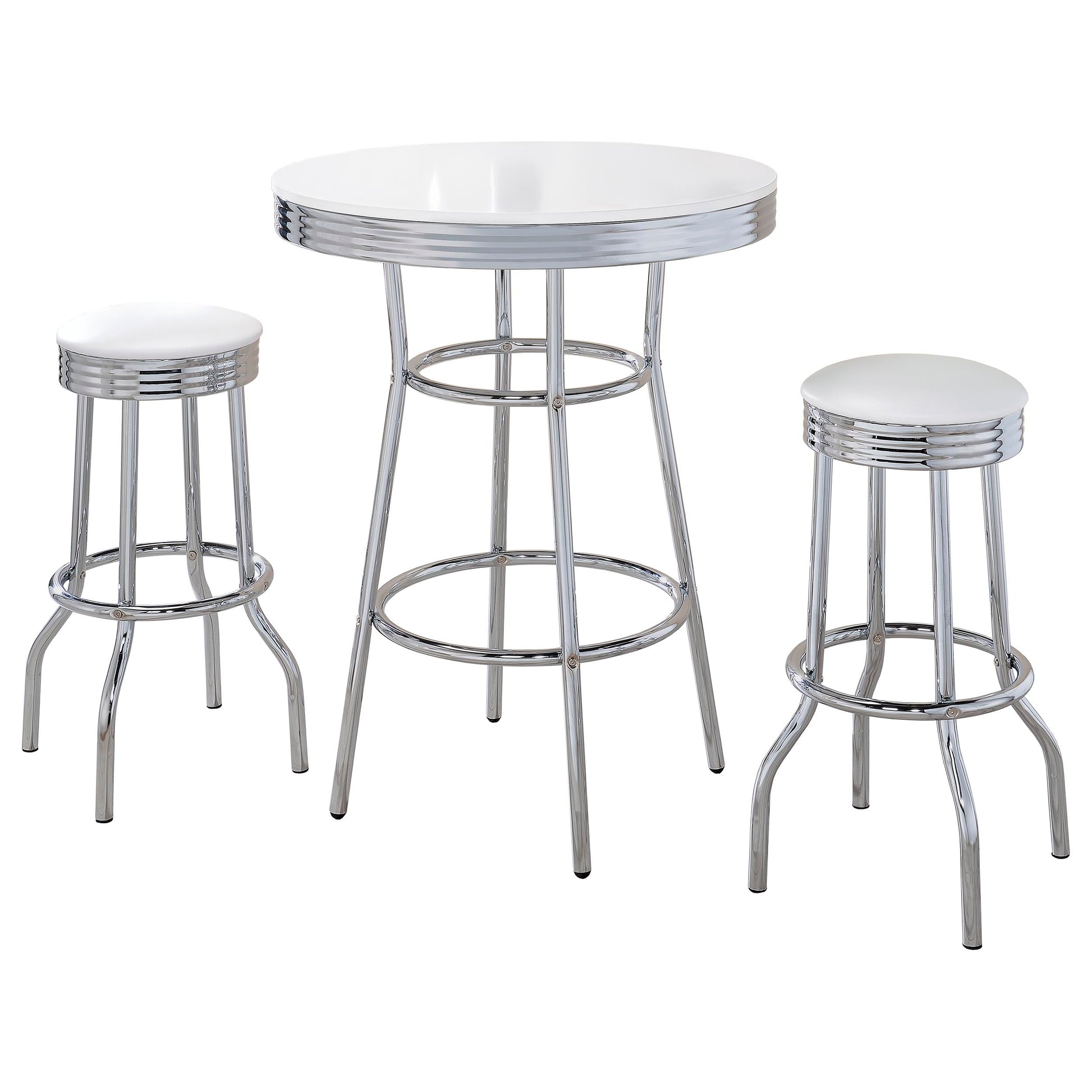White 3-Piece Dining Set - Bistro Table & Stools