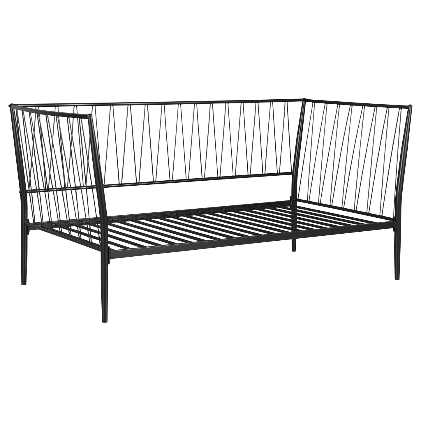 Vertigo Matte Black Metal Twin Daybed - No Box Spring Needed for Bedroom