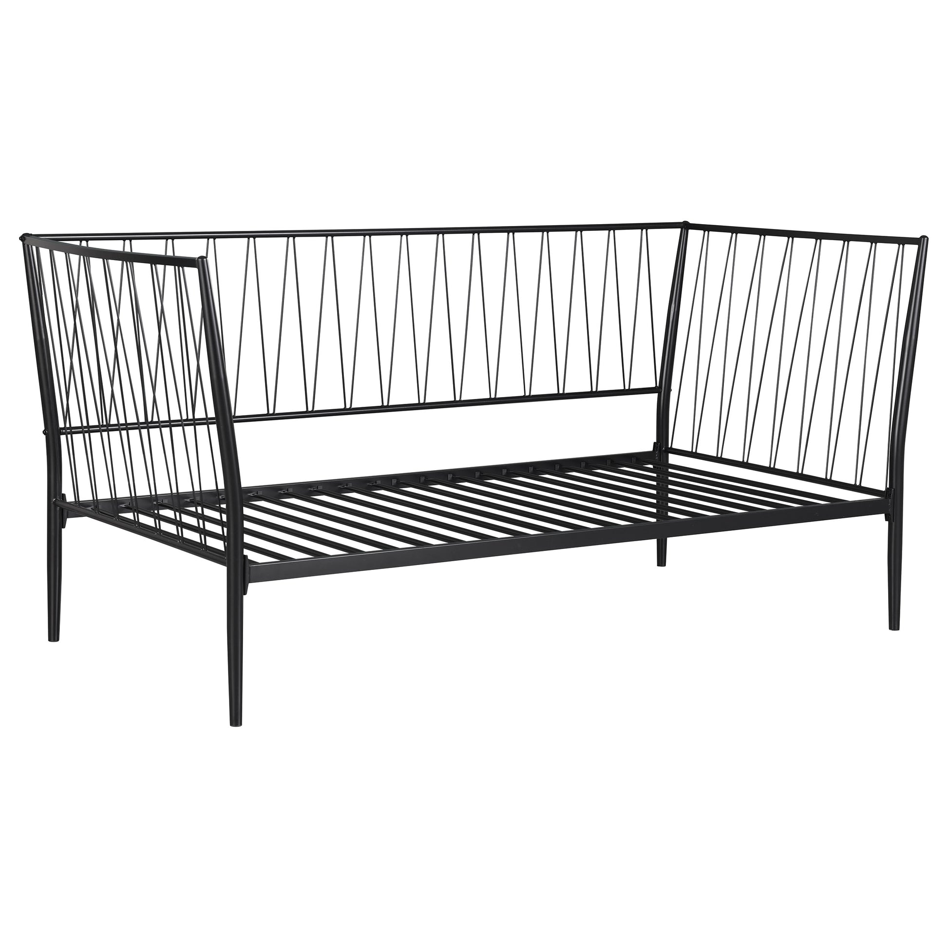 Vertigo Matte Black Metal Twin Daybed - No Box Spring Needed for Bedroom