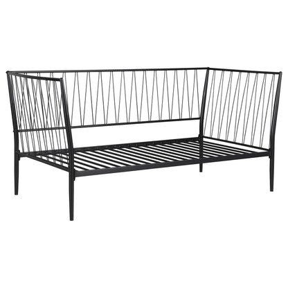 Vertigo Matte Black Metal Twin Daybed - No Box Spring Needed for Bedroom