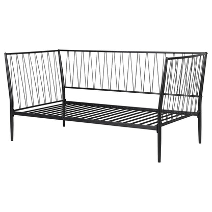 Vertigo Matte Black Metal Twin Daybed - No Box Spring Needed for Bedroom