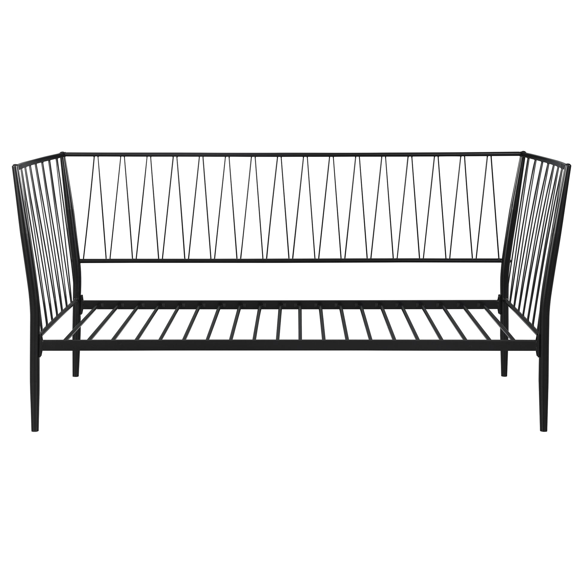 Vertigo Matte Black Metal Twin Daybed - No Box Spring Needed for Bedroom