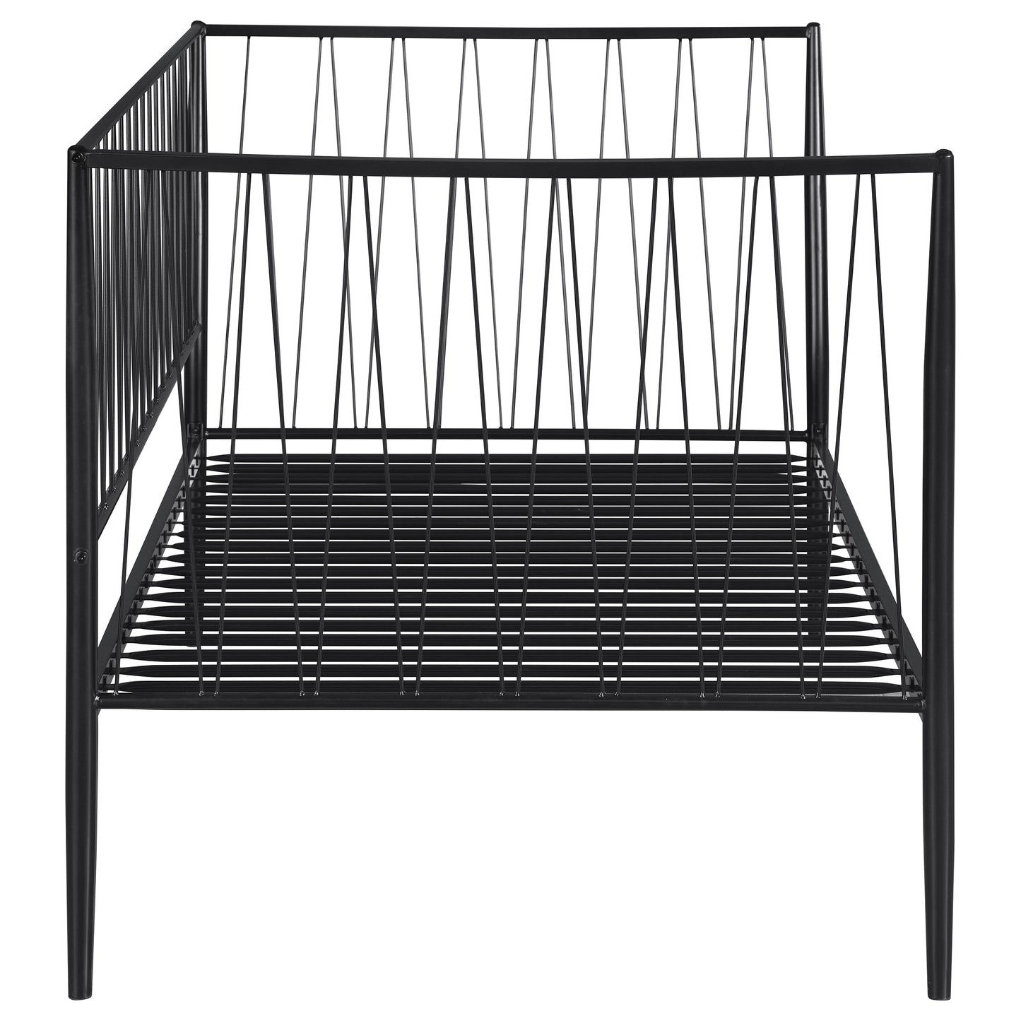 Vertigo Matte Black Metal Twin Daybed - No Box Spring Needed for Bedroom