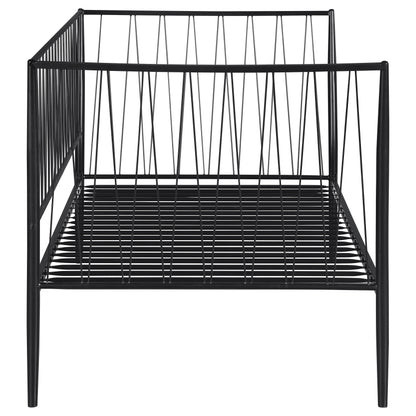 Vertigo Matte Black Metal Twin Daybed - No Box Spring Needed for Bedroom