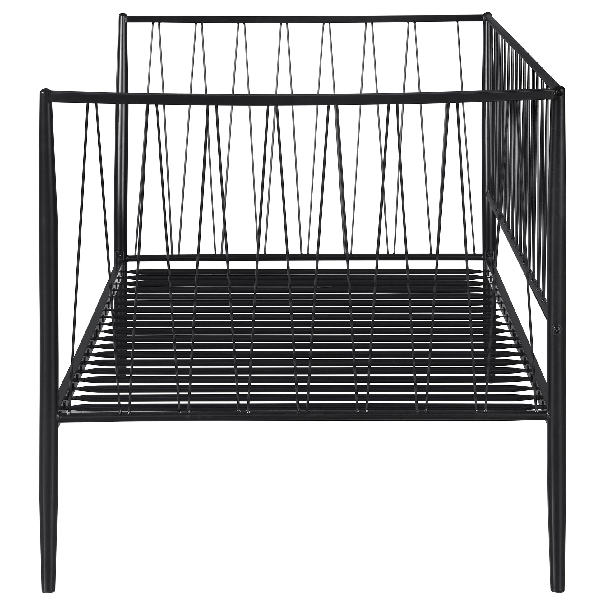 Vertigo Matte Black Metal Twin Daybed - No Box Spring Needed for Bedroom