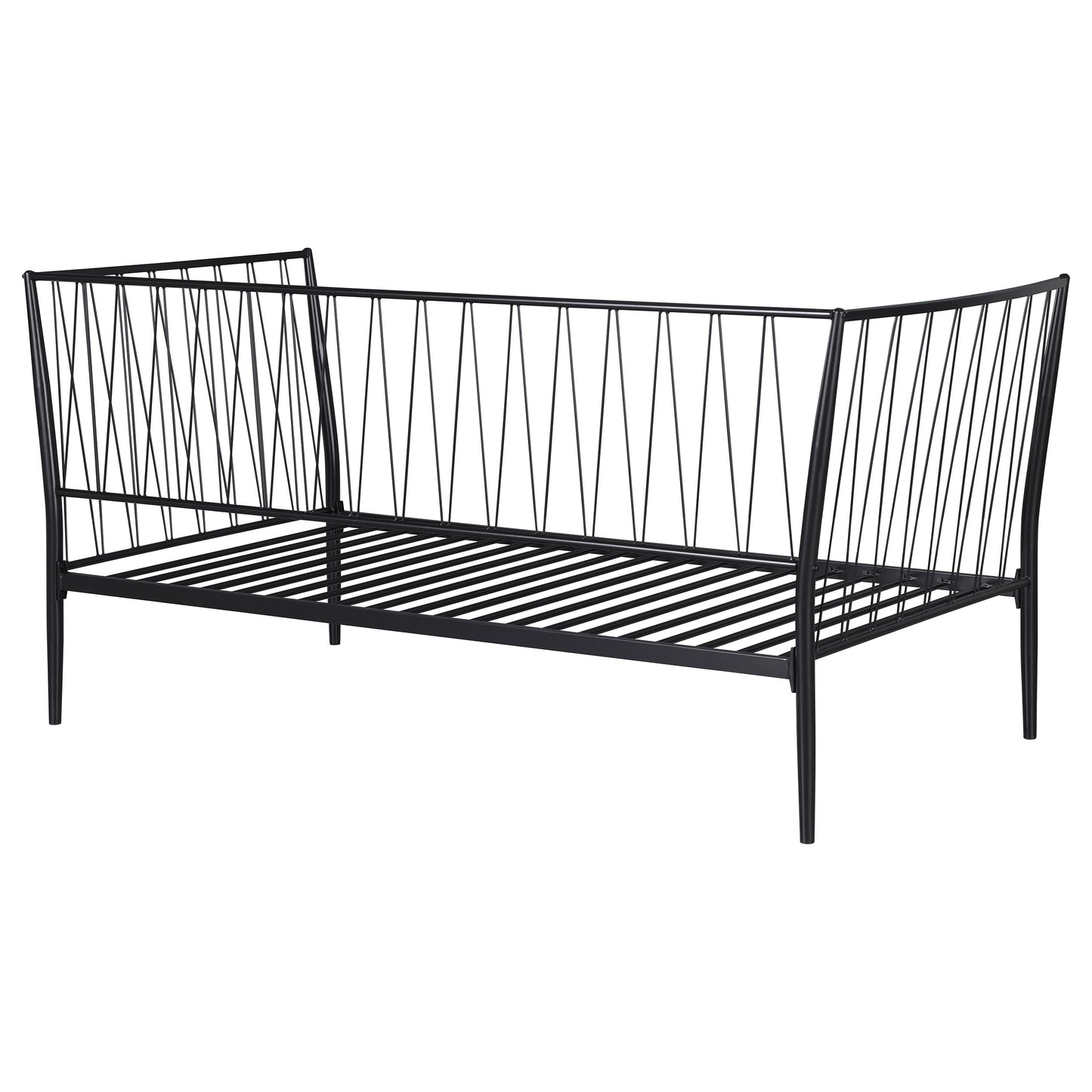 Vertigo Matte Black Metal Twin Daybed - No Box Spring Needed for Bedroom
