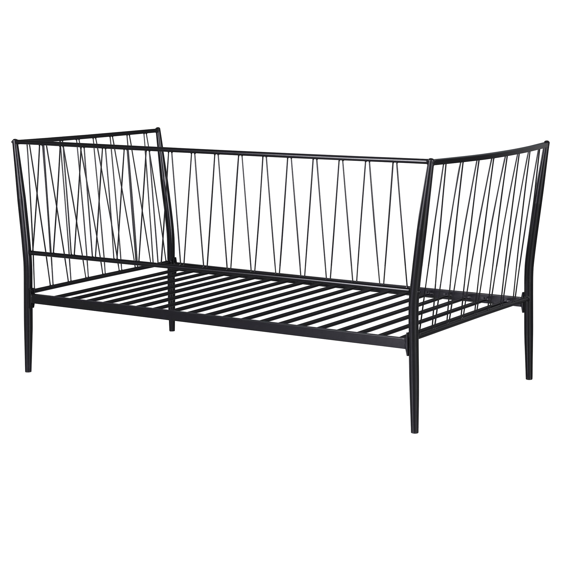 Vertigo Matte Black Metal Twin Daybed - No Box Spring Needed for Bedroom