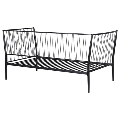 Vertigo Matte Black Metal Twin Daybed - No Box Spring Needed for Bedroom