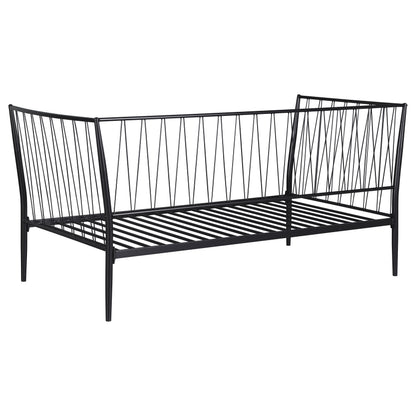 Vertigo Matte Black Metal Twin Daybed - No Box Spring Needed for Bedroom
