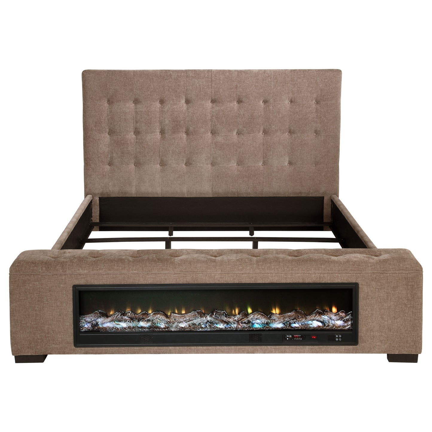 Crombie Brown King Bed - Upholstered Comfort & Audio Features