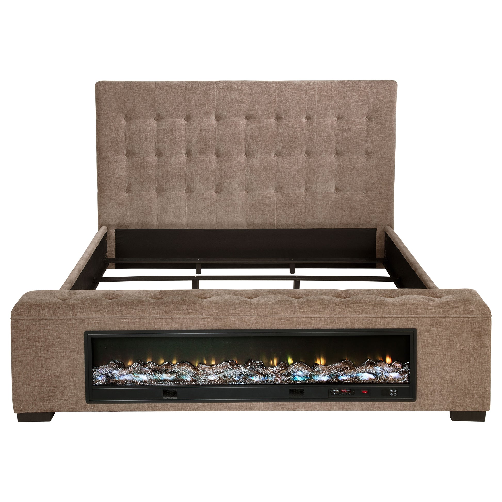 Crombie Brown King Bed - Upholstered Comfort & Audio Features