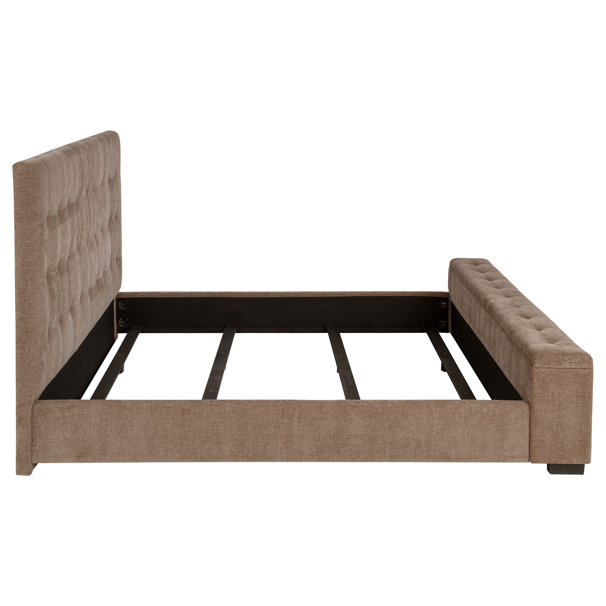 Crombie Brown King Bed - Upholstered Comfort & Audio Features