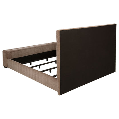Crombie Brown King Bed - Upholstered Comfort & Audio Features
