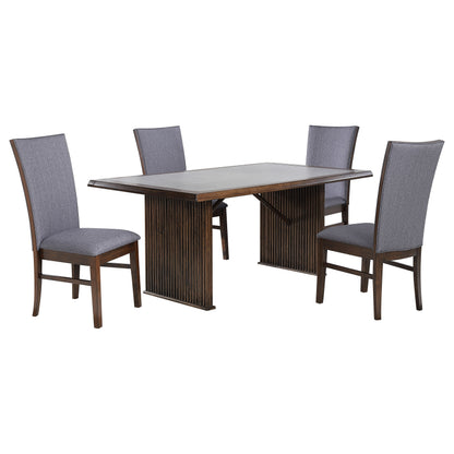 Brown Rectangular Dining Table Set with Chairs