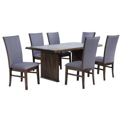 Brown Rubberwood Dining Set with Upholstered Chairs for Dining Room