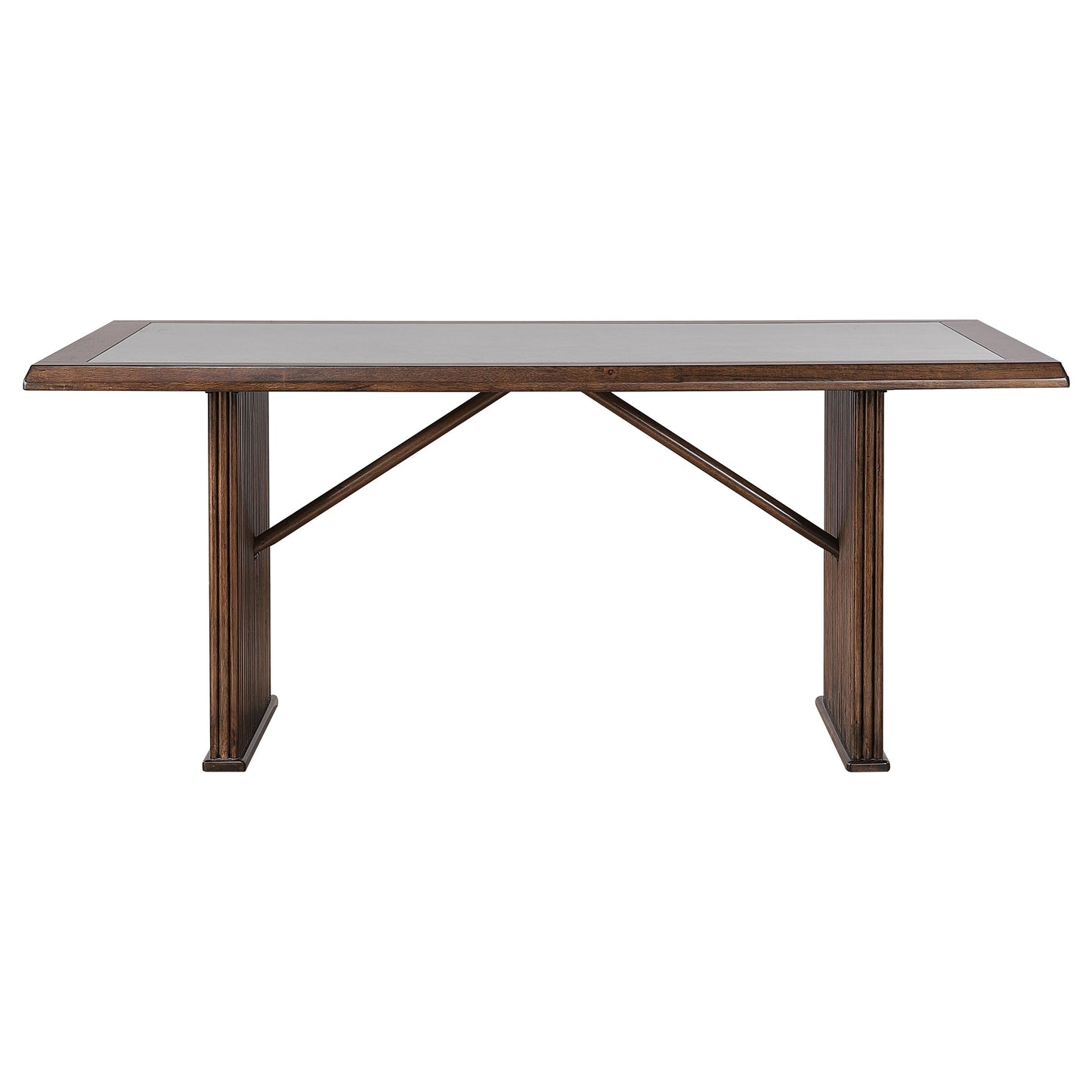 Brown Rubberwood Dining Set with Upholstered Chairs for Dining Room