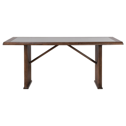 Brown Rubberwood Dining Set with Upholstered Chairs for Dining Room