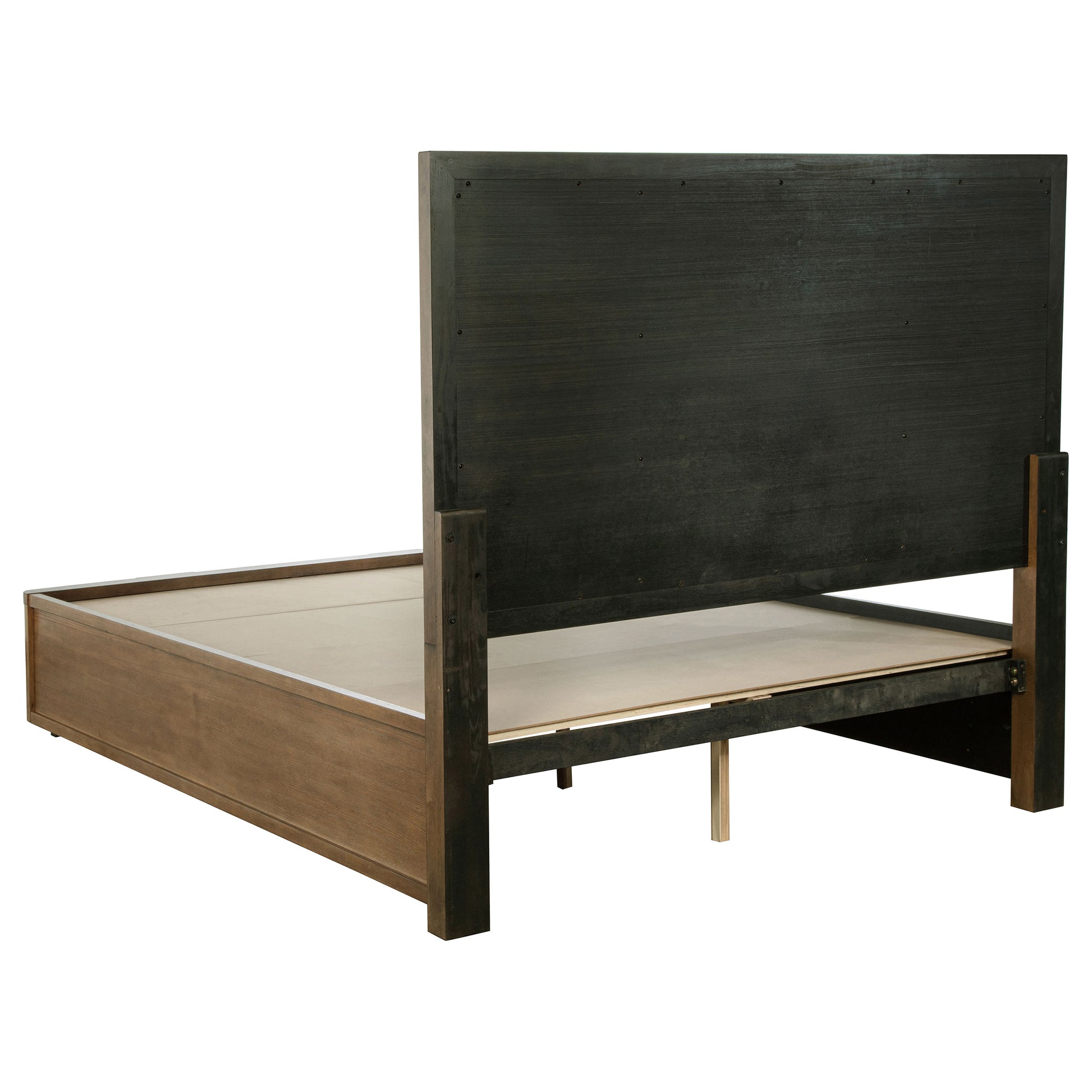 Queen Ash Brown Wood Bed Frame - Storage Headboard