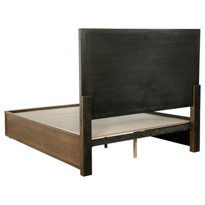 Queen Ash Brown Wood Bed Frame - Storage Headboard