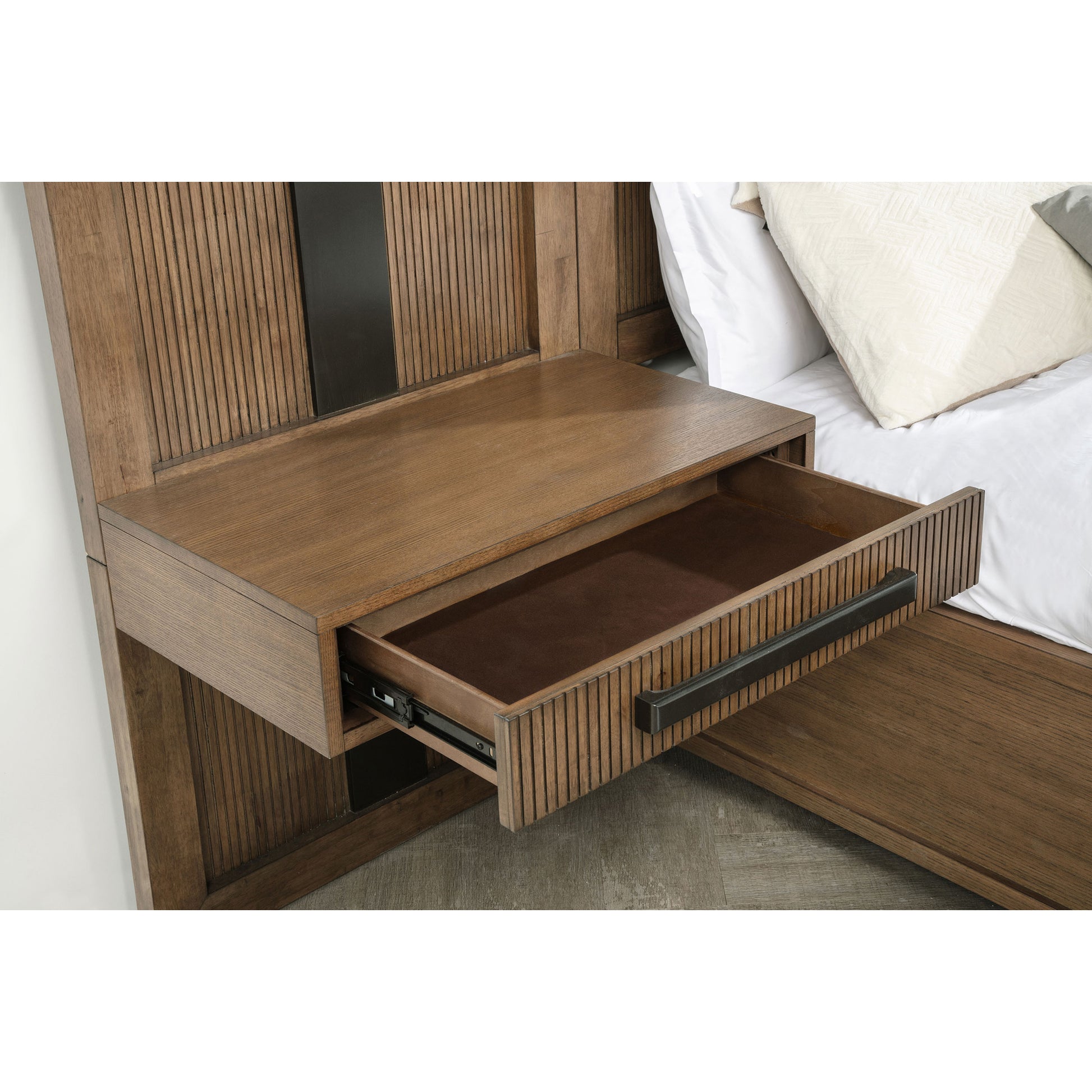 Moraga Ash Brown Queen Wall Panel Storage Bed