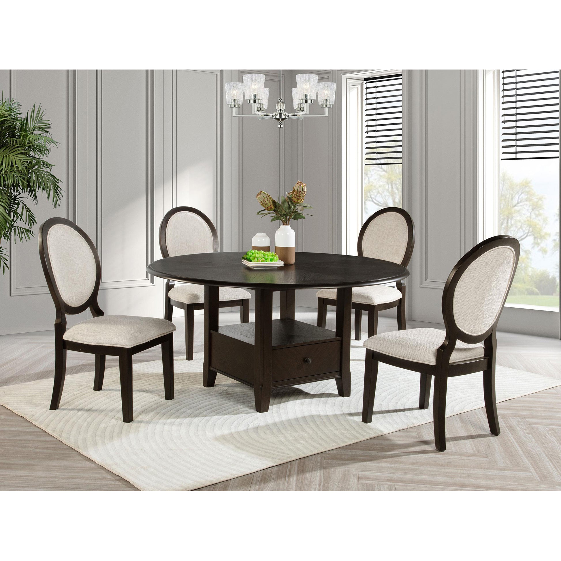 Fulton Dark Cocoa 5-piece Round Dining Table Set