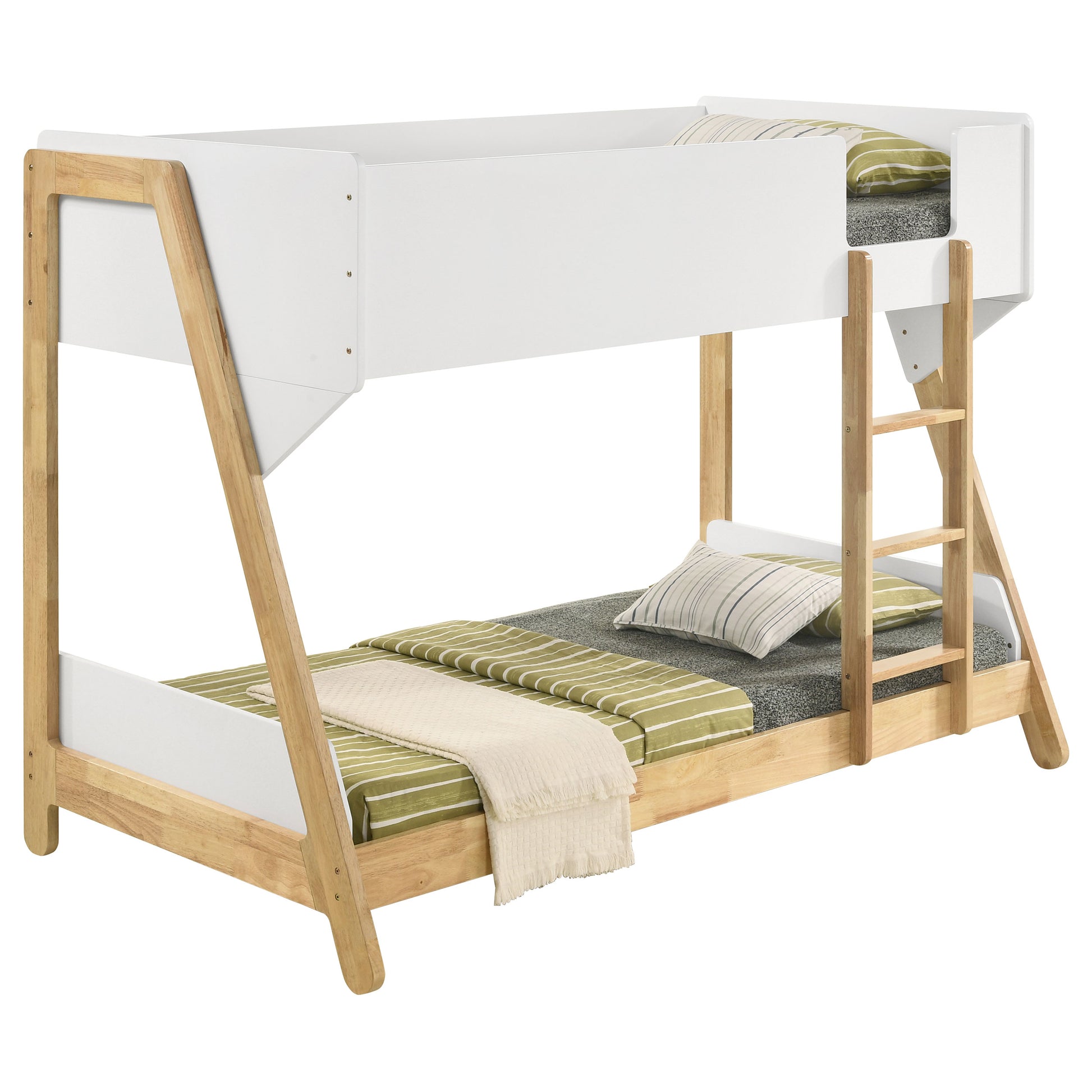 Twin Over Twin Bunk Bed - White Natural Wood