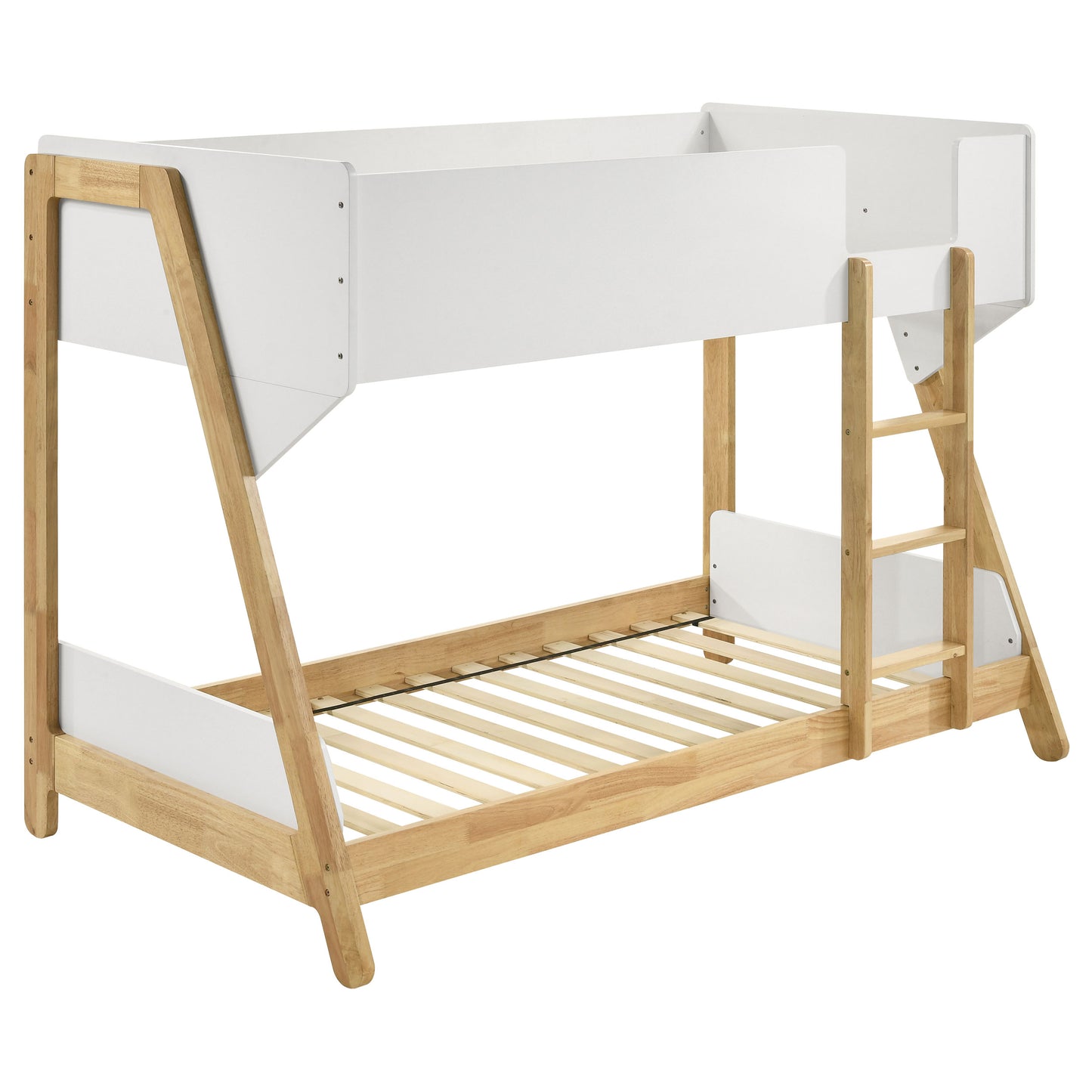 Twin Over Twin Bunk Bed - White Natural Wood