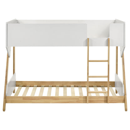 Twin Over Twin Bunk Bed - White Natural Wood