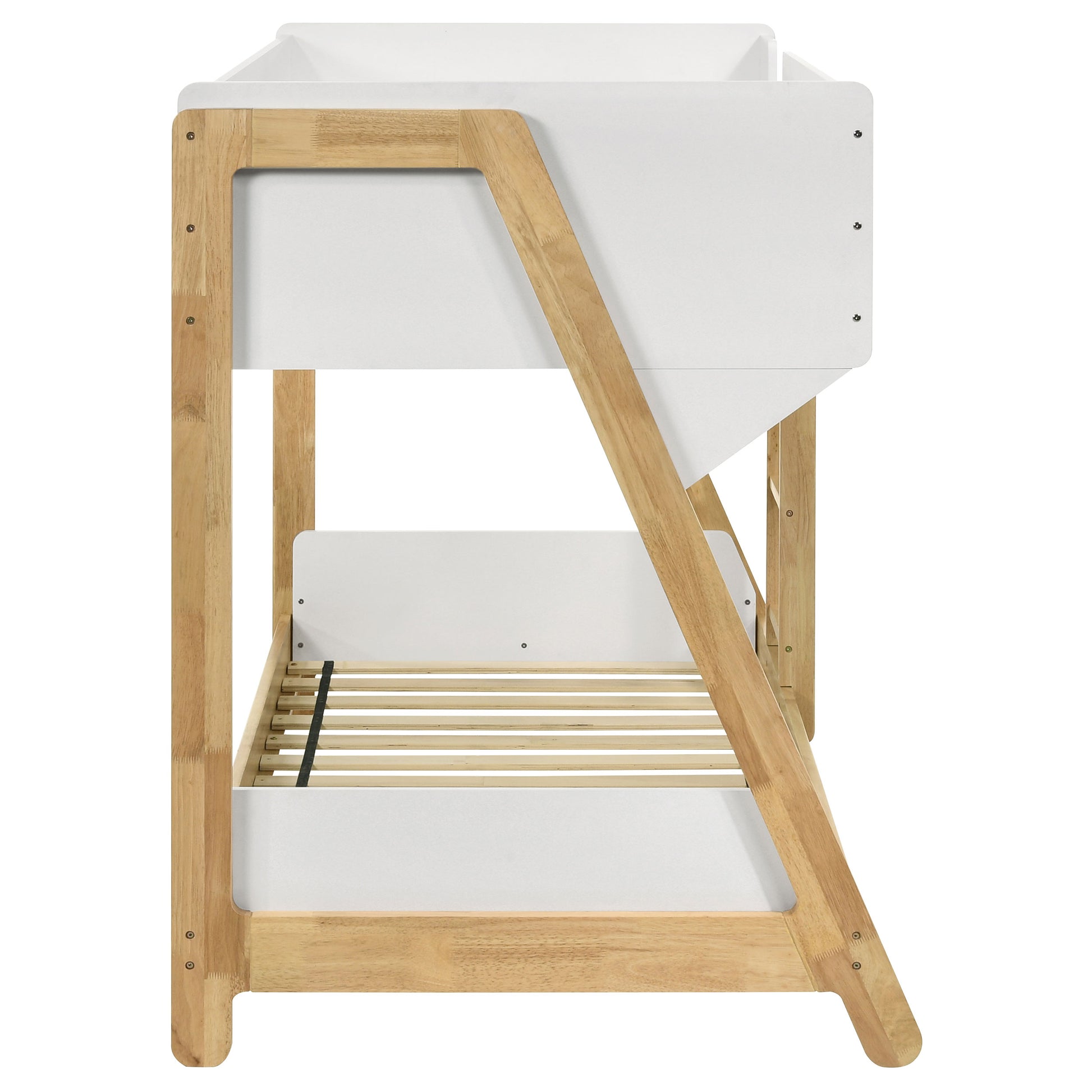 Twin Over Twin Bunk Bed - White Natural Wood