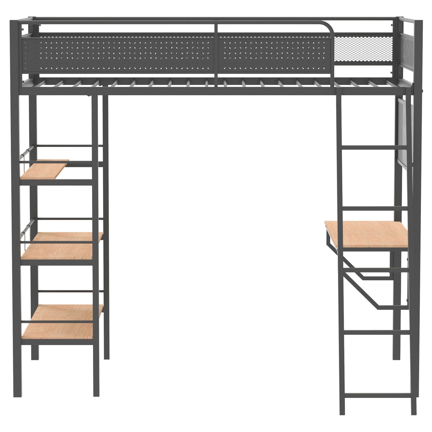 William Matte Black 3-Shelf Twin Loft Bed - Compact Bedroom Design