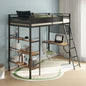 William Matte Black 3-shelf Twin Loft Bed