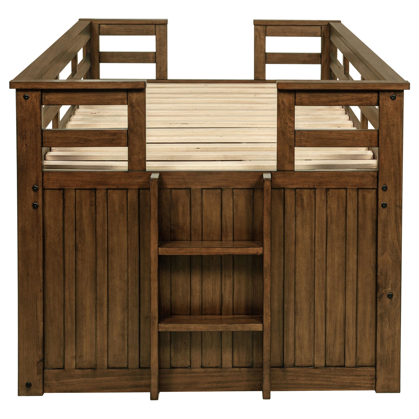 Twin Captains Bed with Trundle - Brown Wood Frame