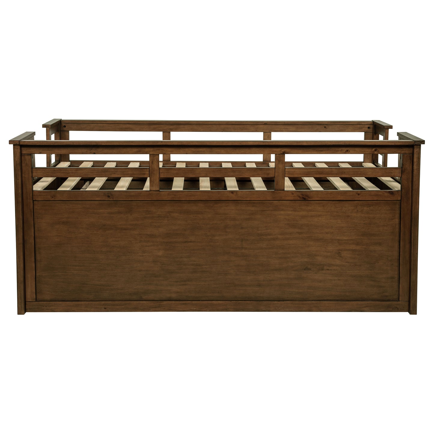 Twin Captains Bed with Trundle - Brown Wood Frame