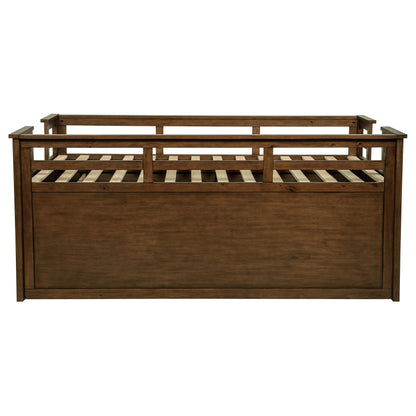 Twin Captains Bed with Trundle - Brown Wood Frame