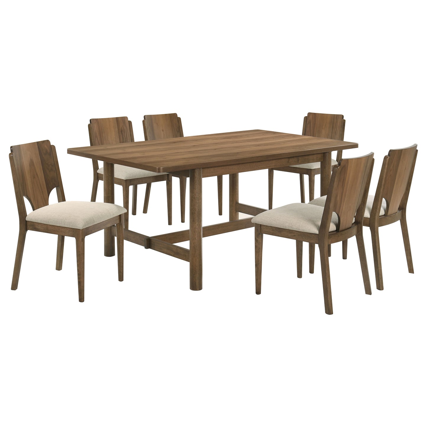 Walnut 7-Piece Dining Set for Modern Dining Room
