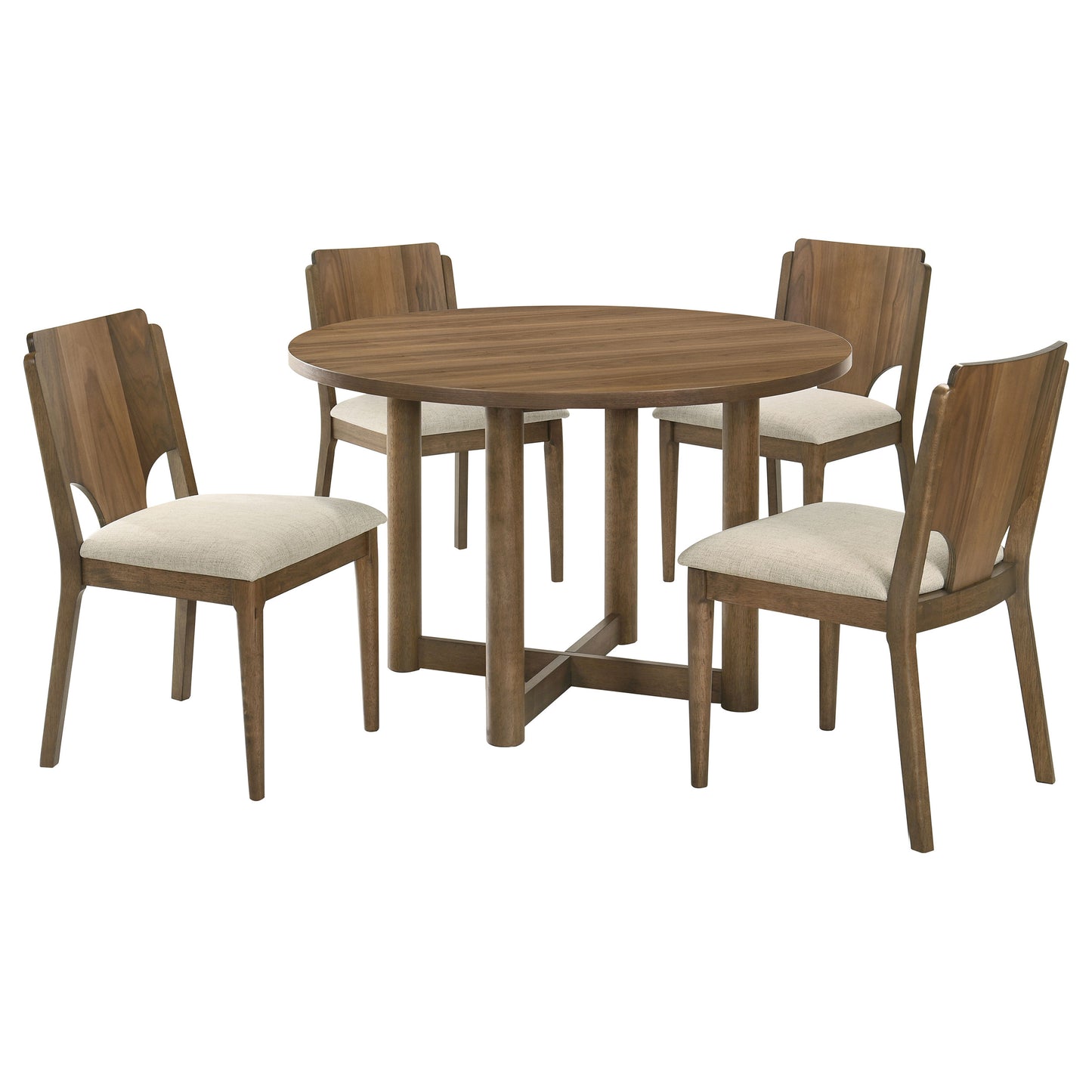 Walnut Round Dining Set for Modern Dining Room