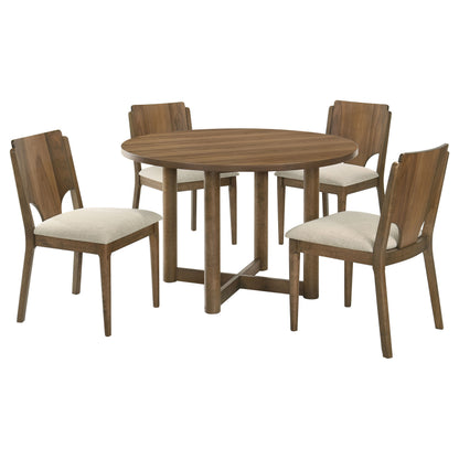 Walnut Round Dining Set for Modern Dining Room