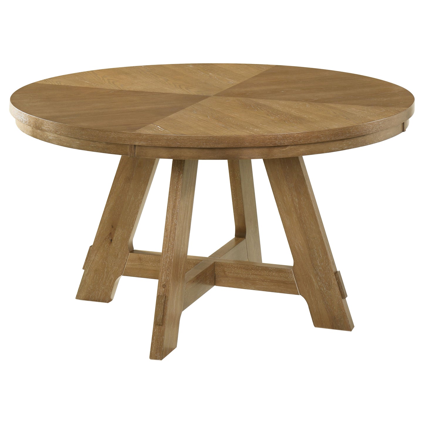 Round Oak Dining Table Set with Upholstered Chairs