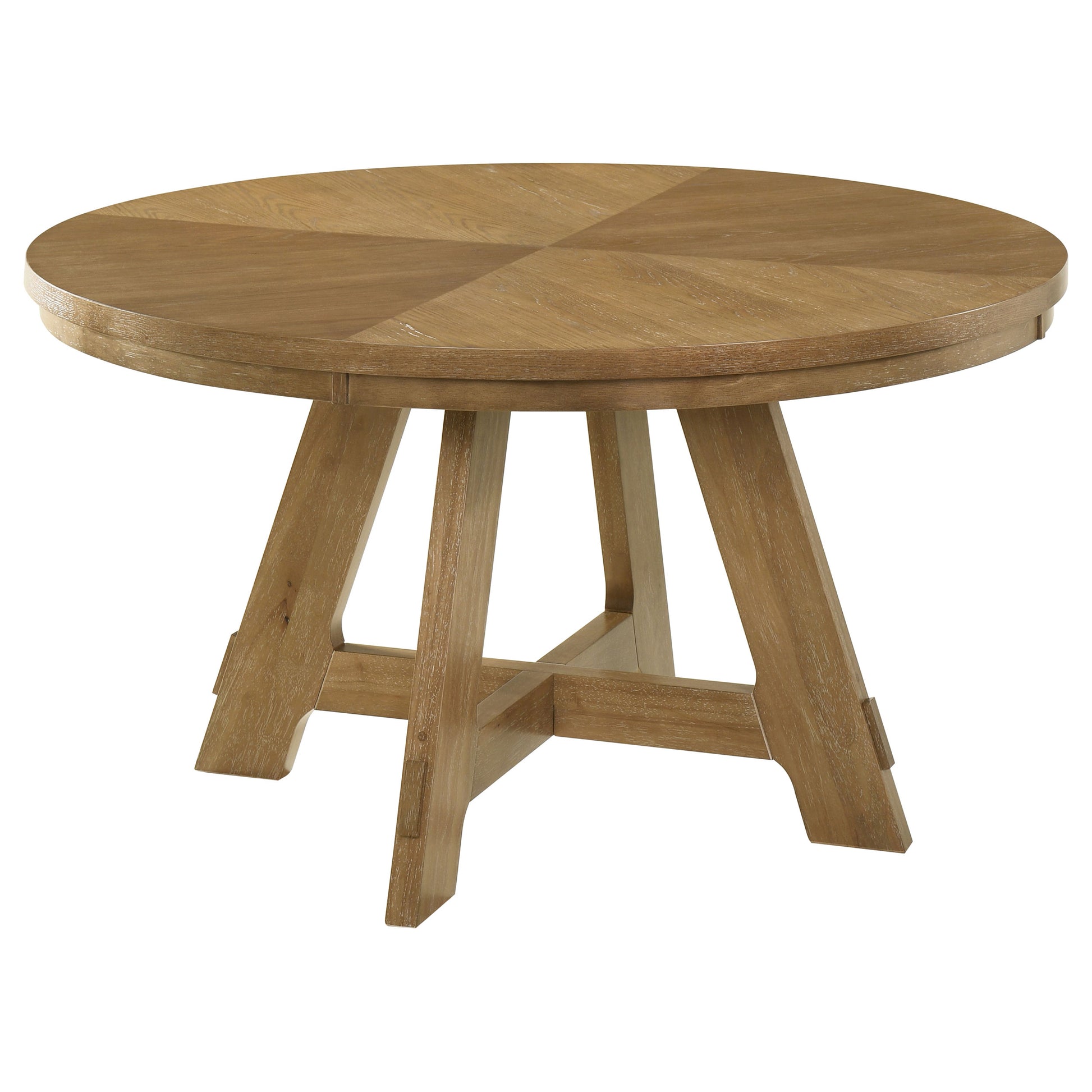Round Oak Dining Table Set with Upholstered Chairs