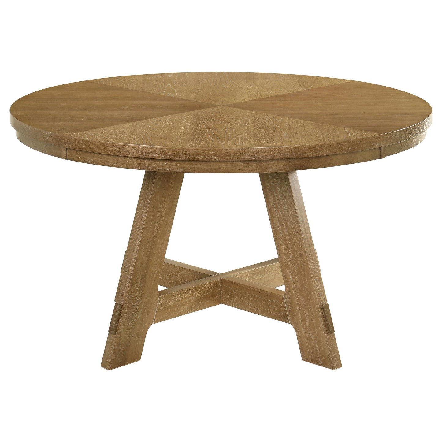 Round Oak Dining Table Set with Upholstered Chairs
