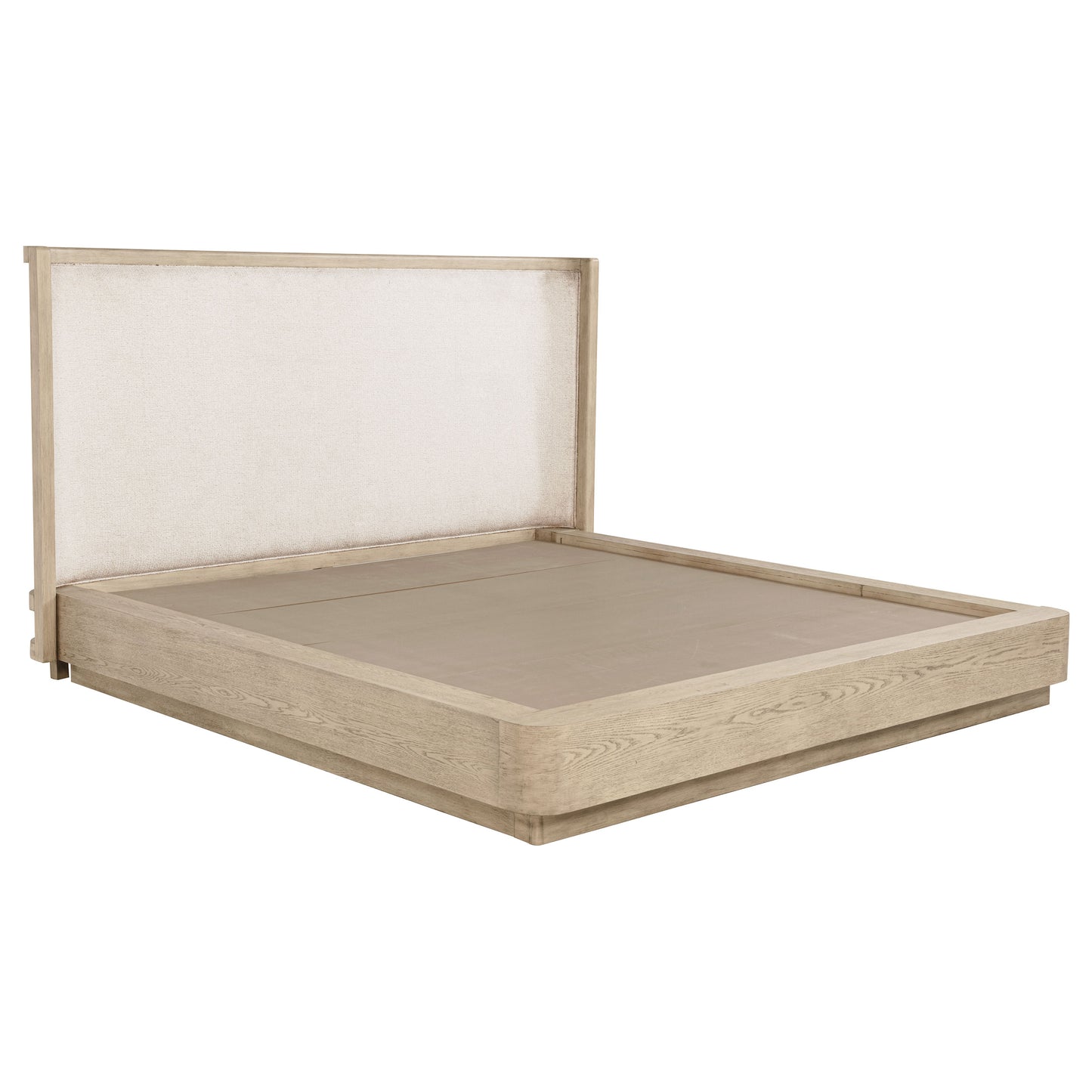 Queen Light Oak Wingback Bed Frame Coastal Style