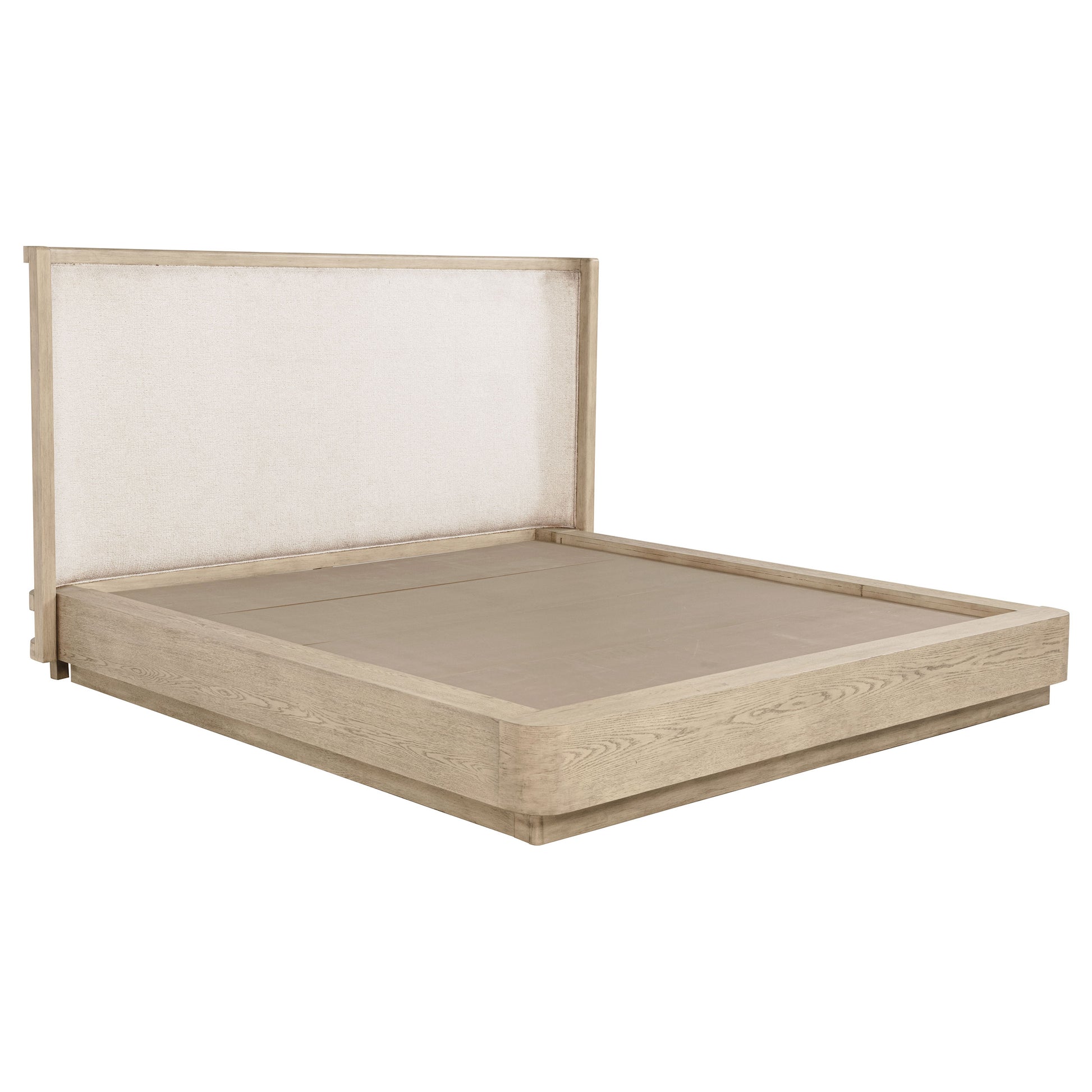 Queen Light Oak Wingback Bed Frame Coastal Style