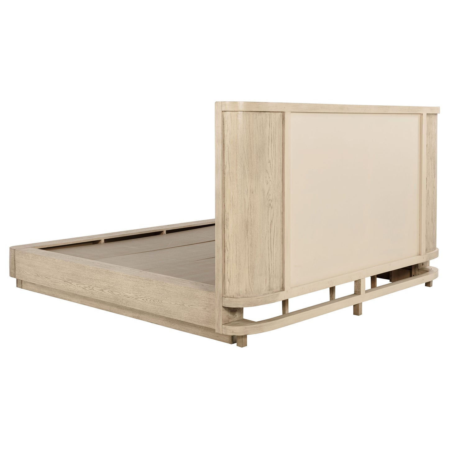 Queen Light Oak Wingback Bed Frame Coastal Style