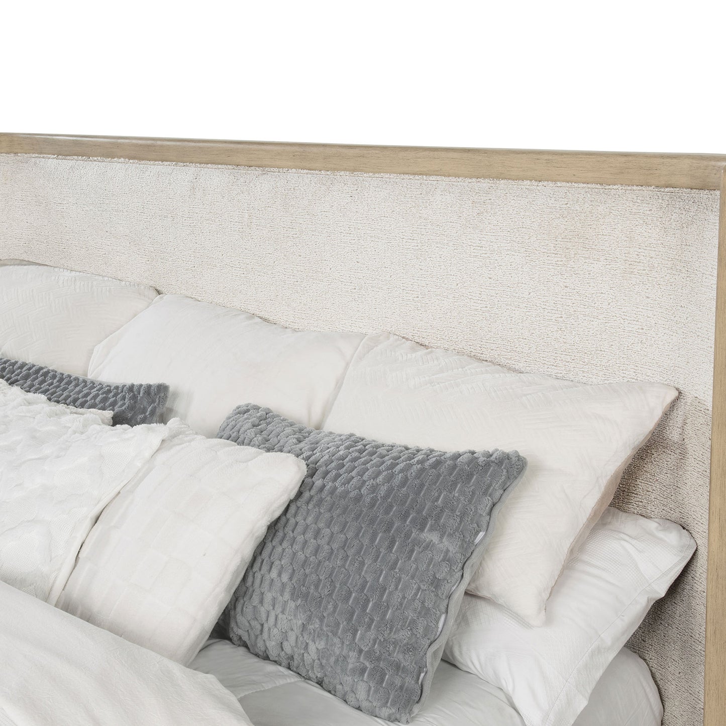 Queen Light Oak Wingback Bed Frame Coastal Style