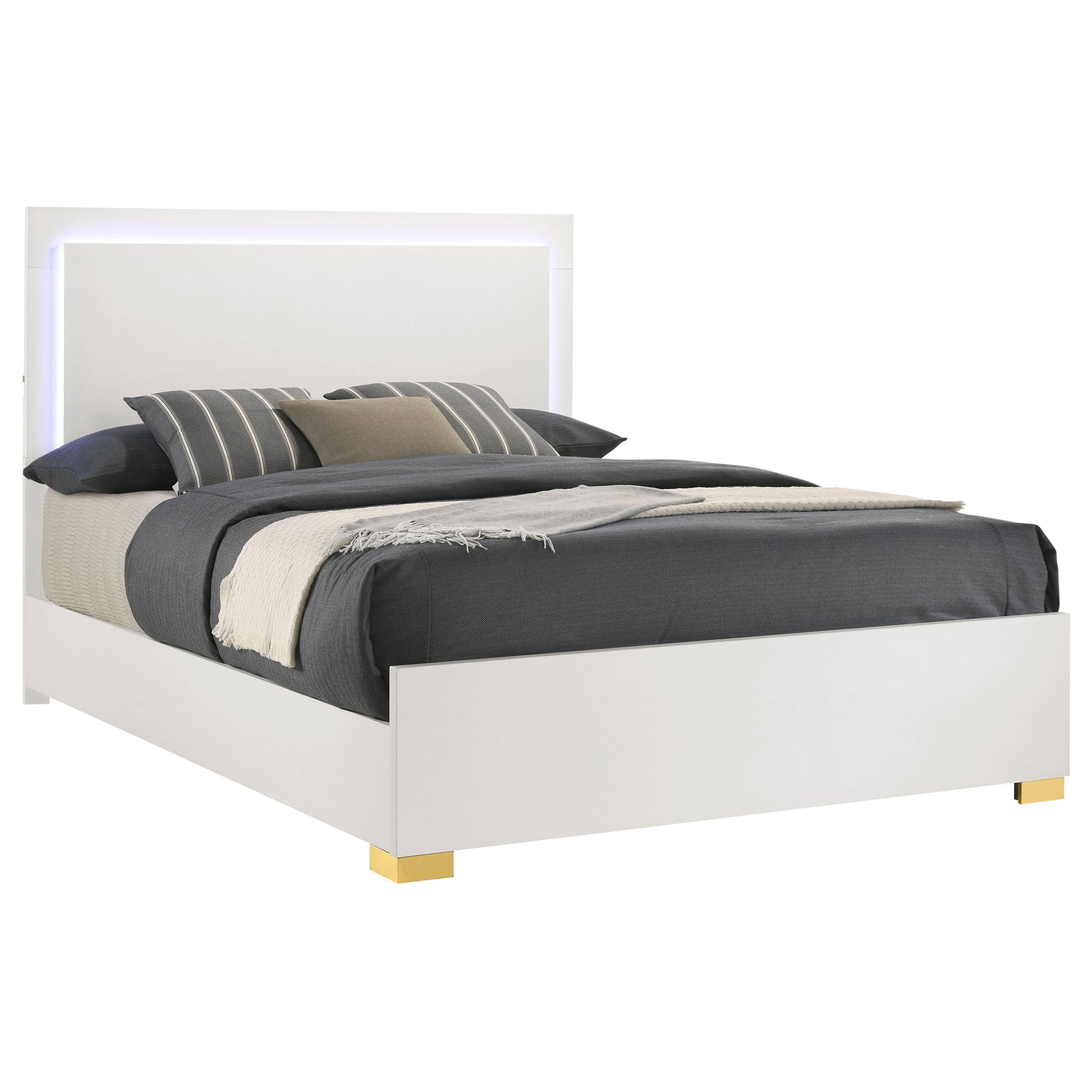 King Size White Wood Bed Frame for Bedrooms