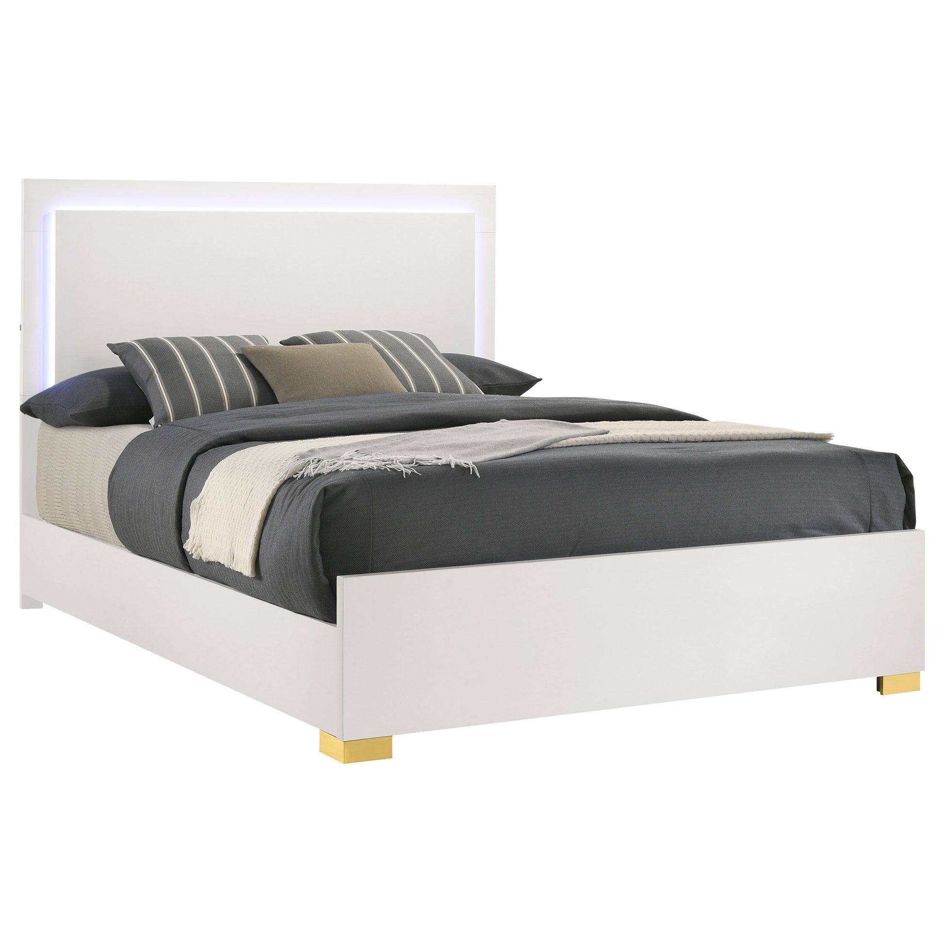 King Size White Wood Bed Frame for Bedrooms